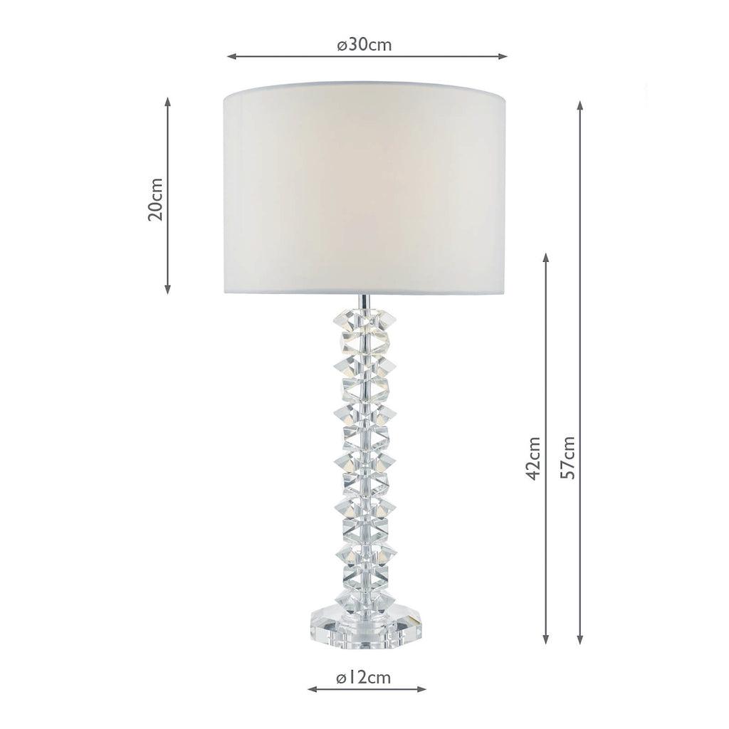 Mina Table Lamp Polished Chrome & Crystal With Shade <br>Crystal