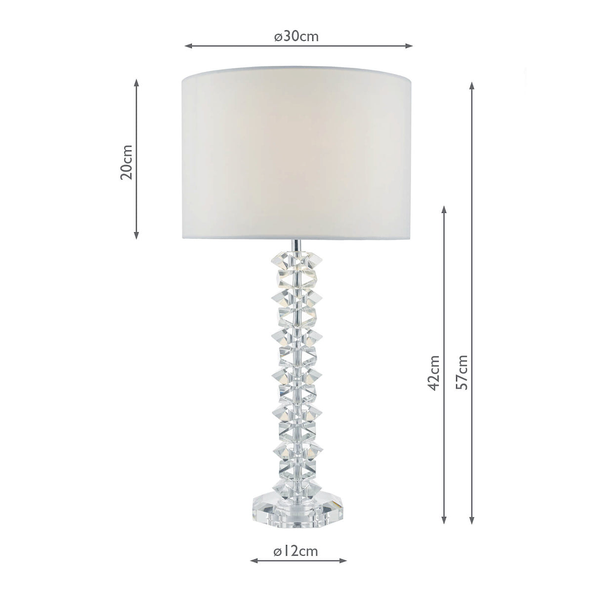 Mina Table Lamp Polished Chrome & Crystal With Shade <br>Crystal
