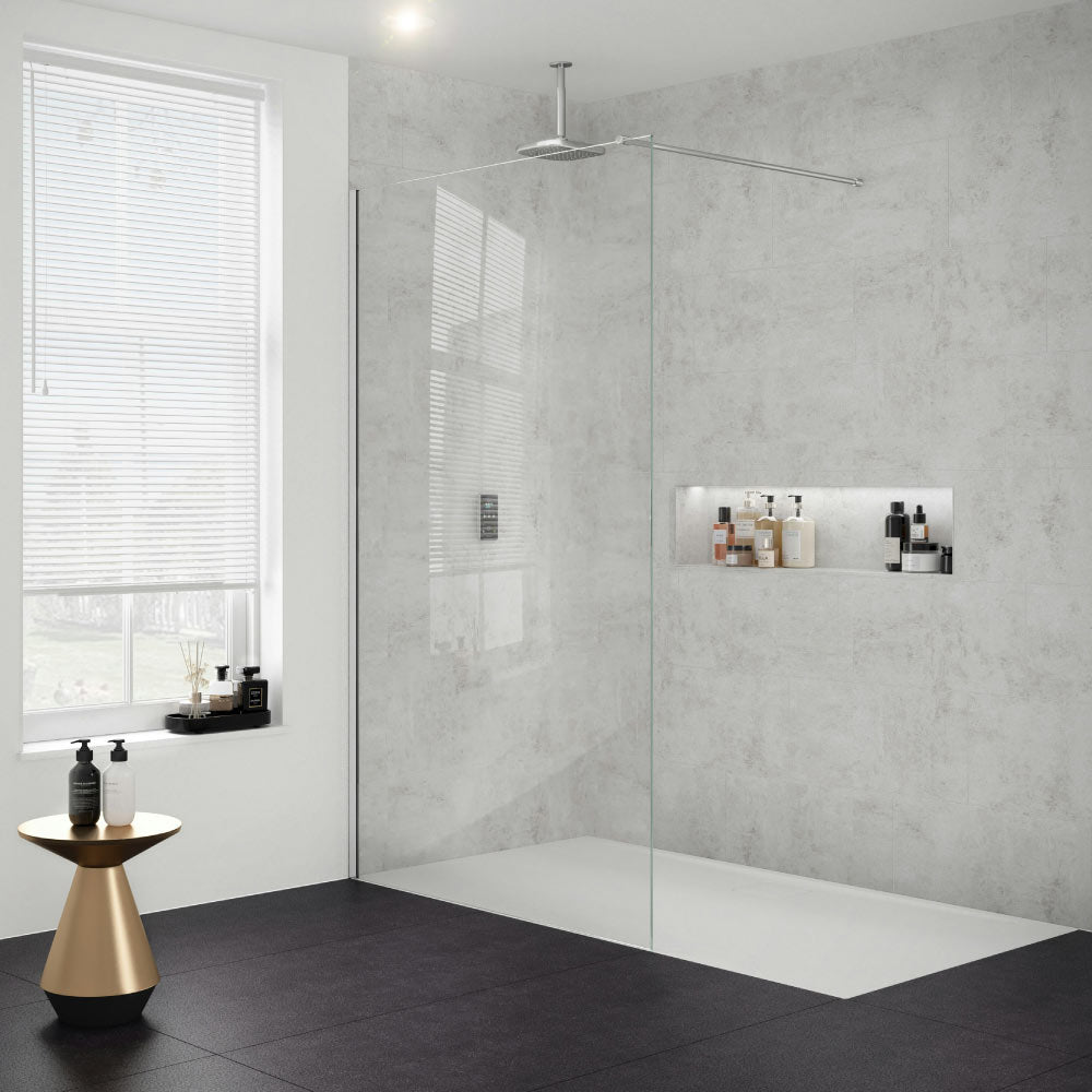 Merlyn 8mm Wetroom Panel Chrome 1200mm (Inc. Bracing Bar)