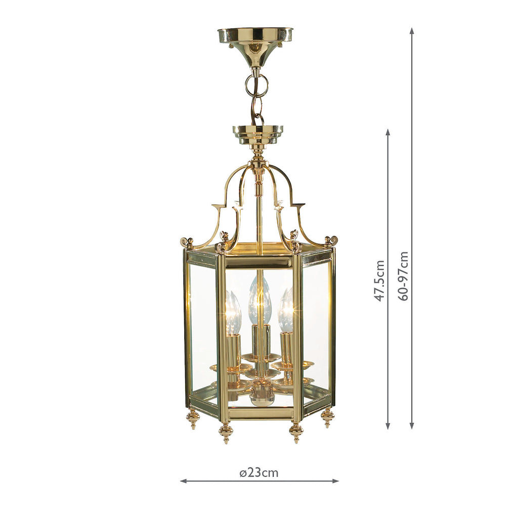 Moorgate Hexagonal Hall Lantern Dual Mount Polished Brass<br>Polished Brass
