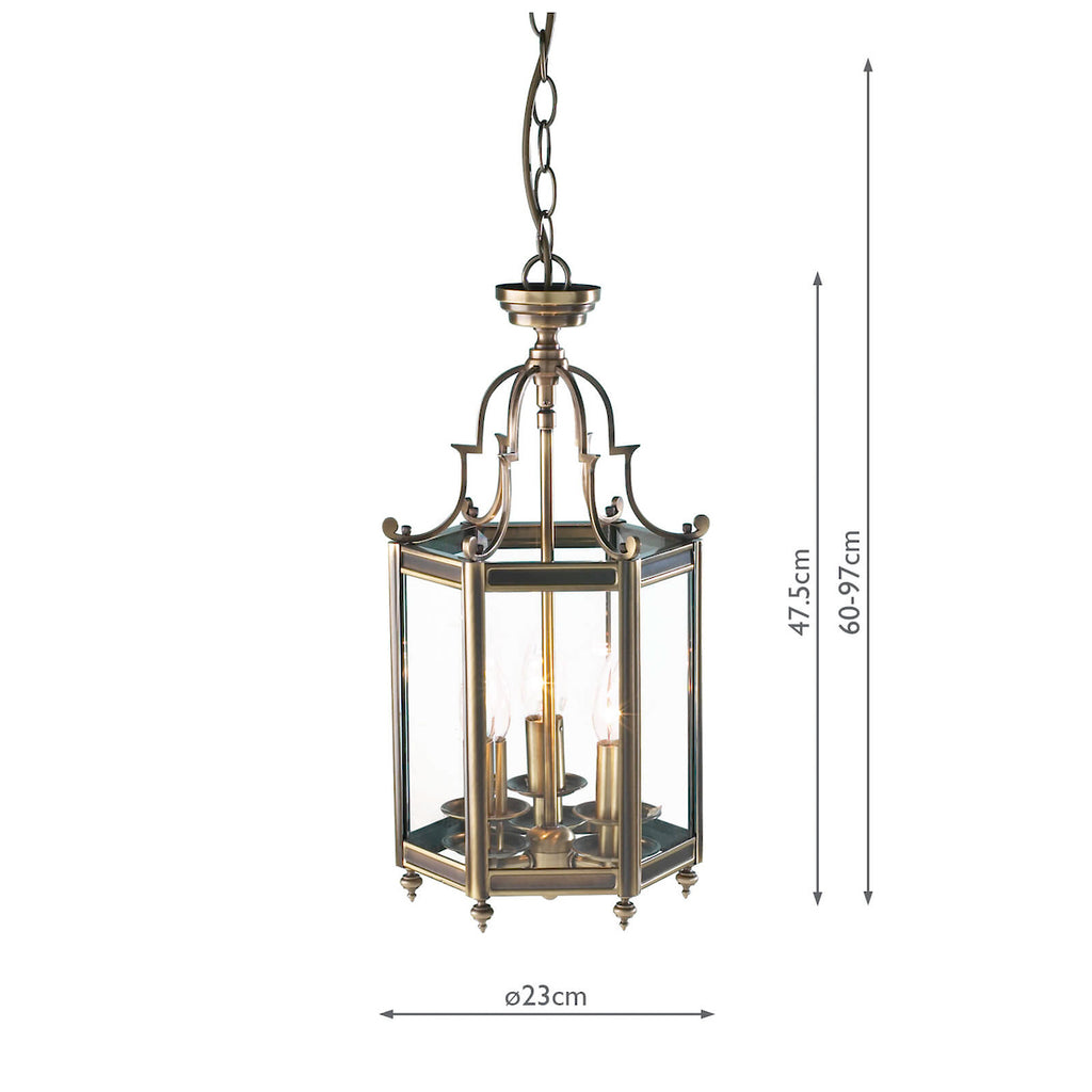 Moorgate Hexagonal Hall Lantern Dual Mount Antique Brass<br>Antique Brass