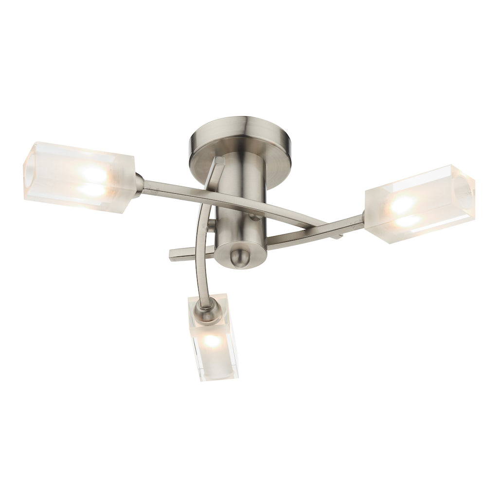 Morgan 3 Light Semi Flush Satin Chrome<br>Satin Chrome