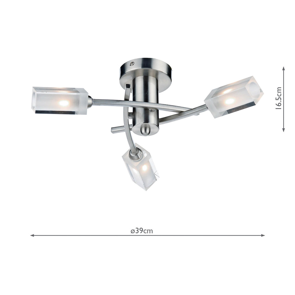 Morgan 3 Light Semi Flush Satin Chrome<br>Satin Chrome