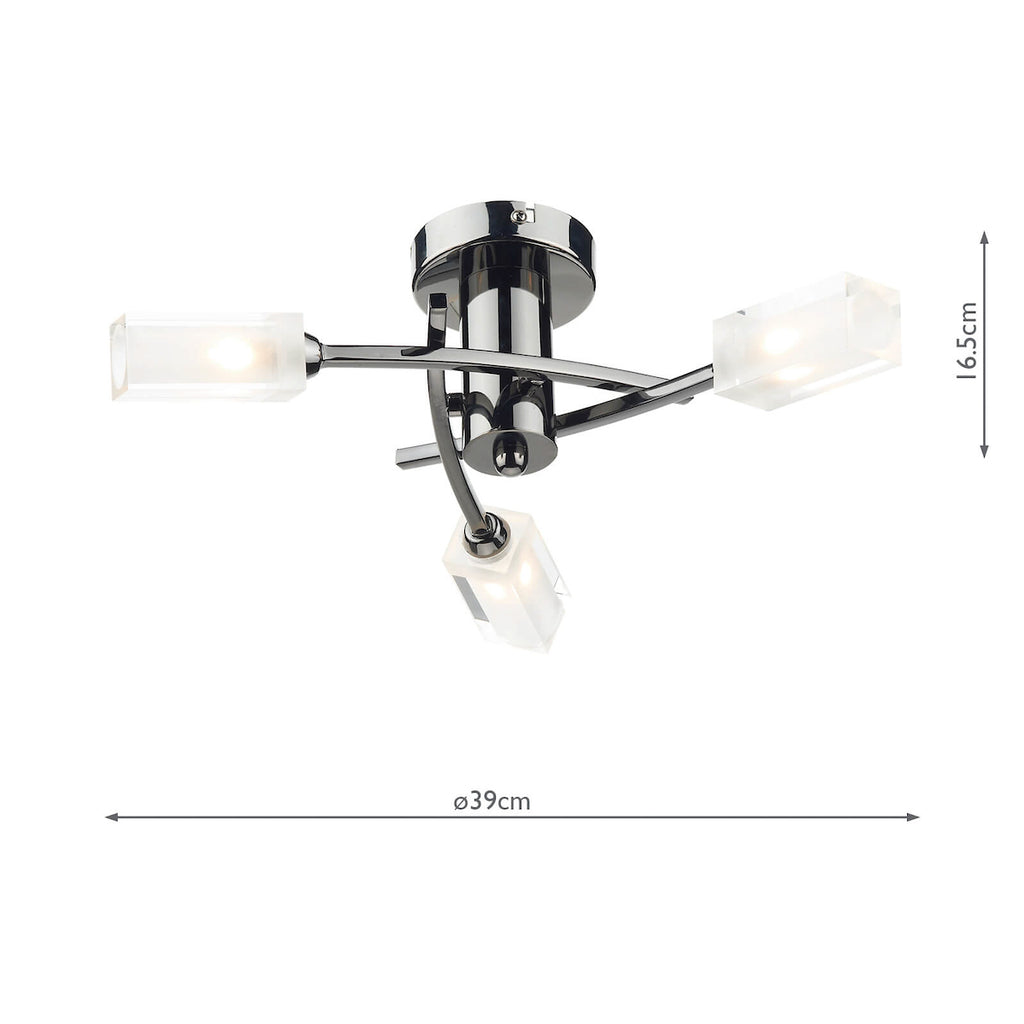 Morgan 3 Light Semi Flush Black Chrome<br>Polished Black Chrome