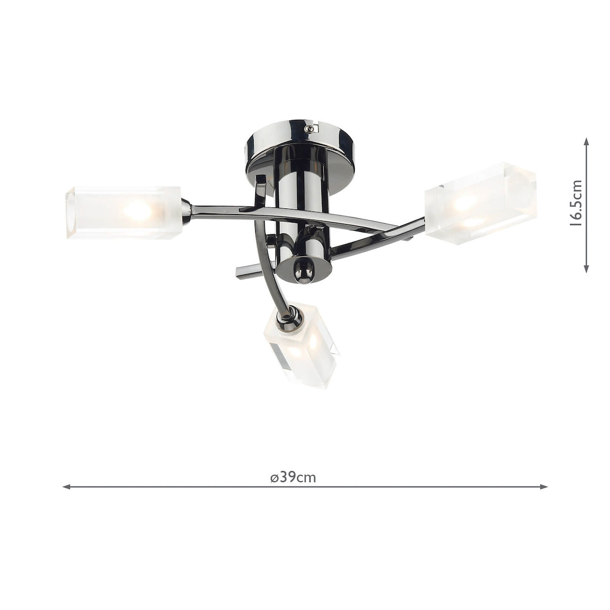 Morgan 3 Light Semi Flush Black Chrome<br>Polished Black Chrome
