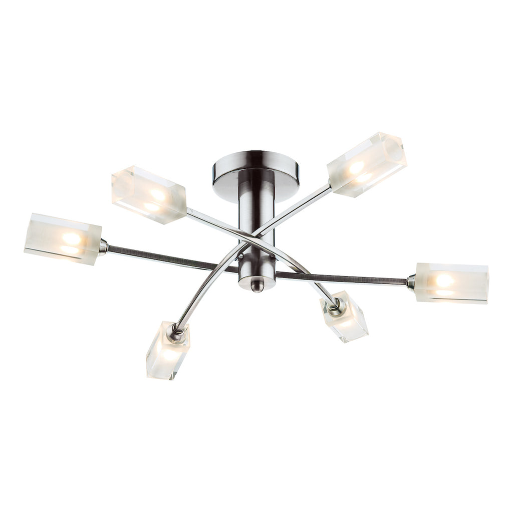 Morgan 6 Light Semi Flush Satin Chrome<br>Satin Chrome