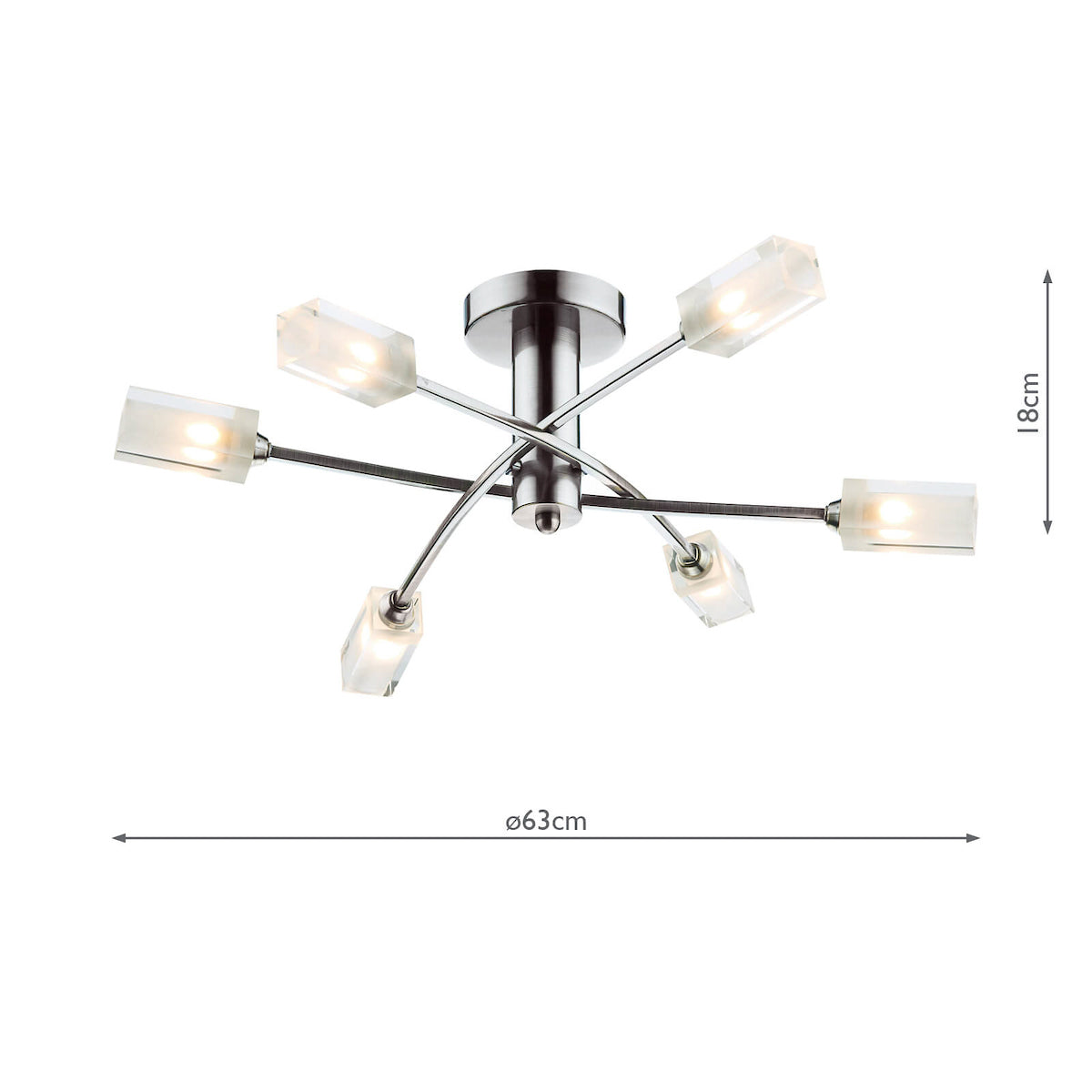 Morgan 6 Light Semi Flush Satin Chrome<br>Satin Chrome