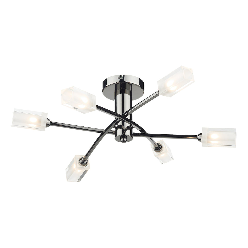 Morgan 6 Light Semi Flush Black Chrome<br>Polished Black Chrome