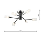 Morgan 6 Light Semi Flush Black Chrome<br>Polished Black Chrome