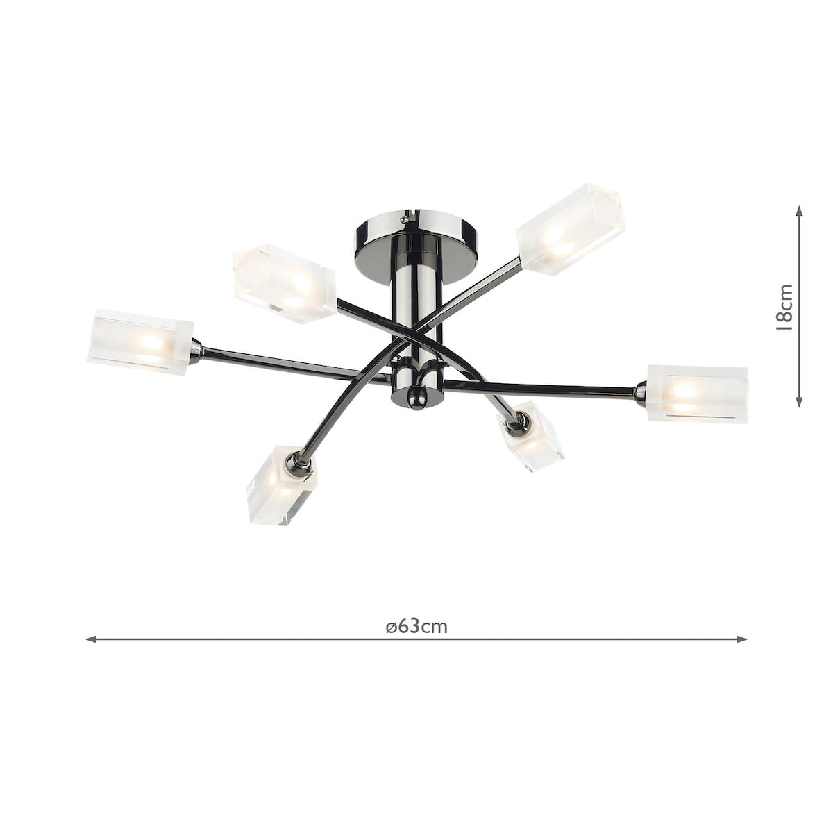 Morgan 6 Light Semi Flush Black Chrome<br>Polished Black Chrome