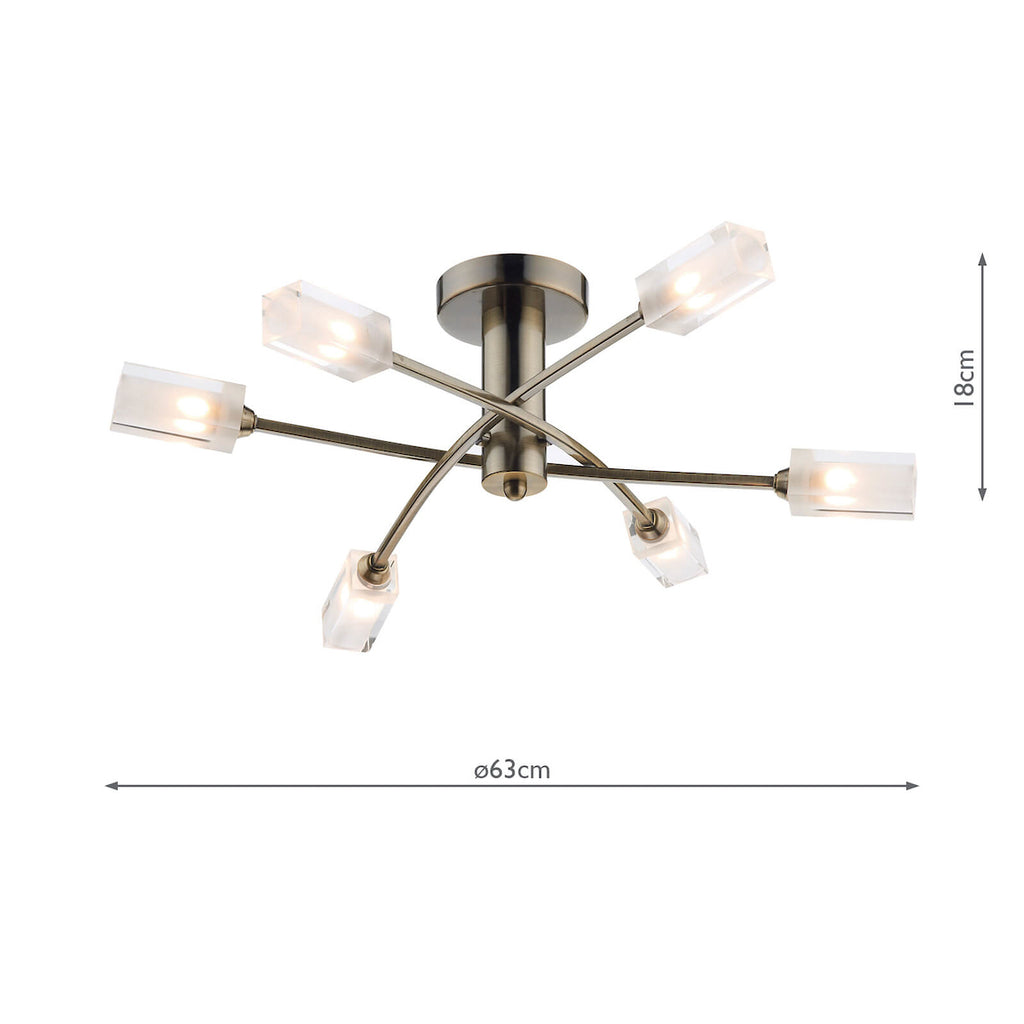 Morgan 6 Light Semi Flush Antique Brass<br>Antique Brass
