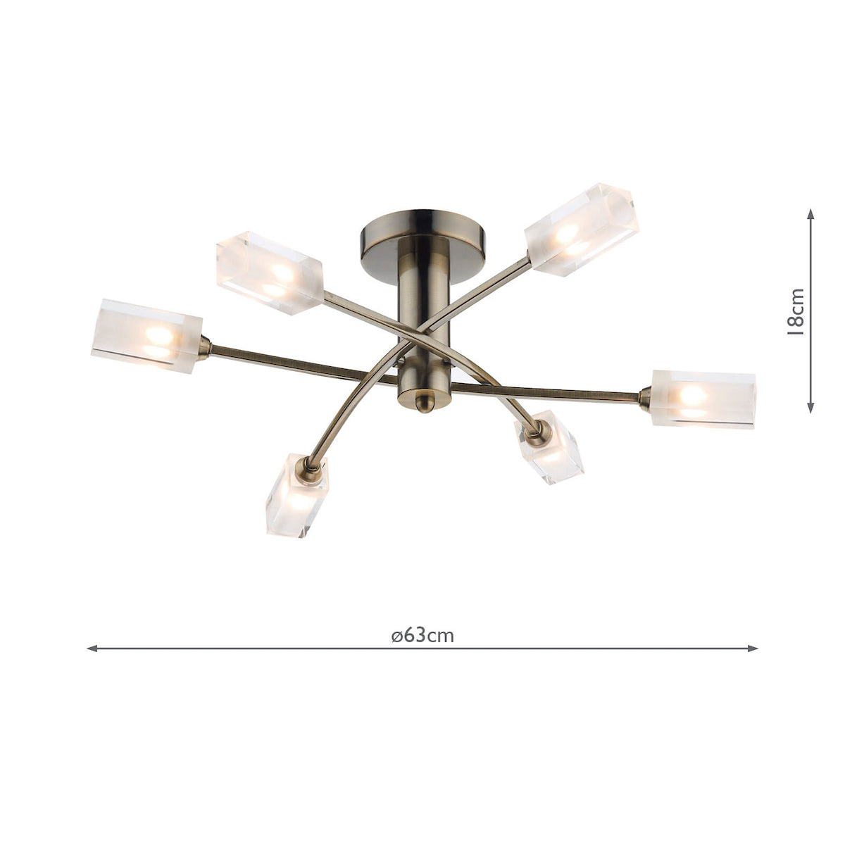 Morgan 6 Light Semi Flush Antique Brass<br>Antique Brass