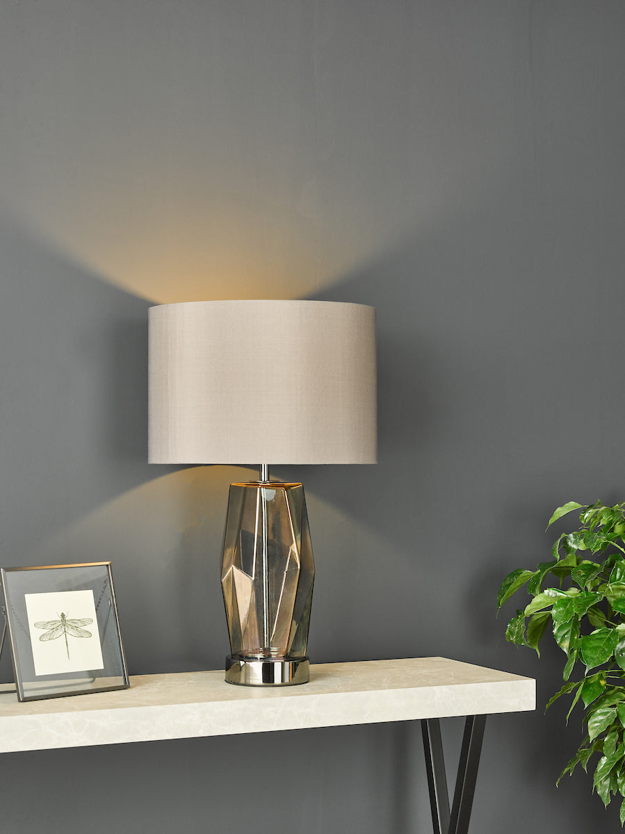 Mubina Touch Table Lamp Black Chrome Smoked Glass With Shade <br>Smoked Glass