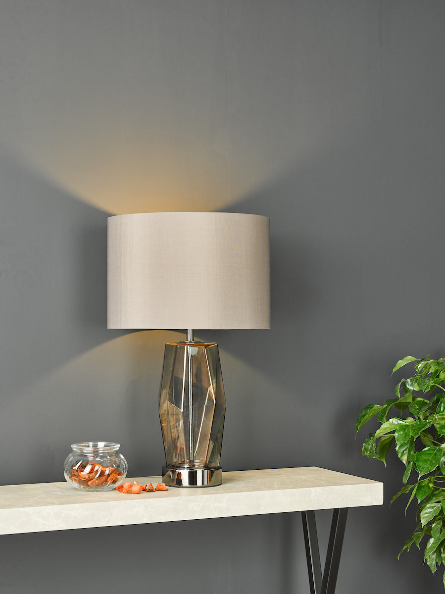 Mubina Touch Table Lamp Black Chrome Smoked Glass With Shade <br>Smoked Glass