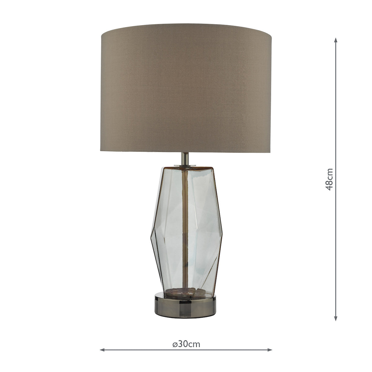 Mubina Touch Table Lamp Black Chrome Smoked Glass With Shade <br>Smoked Glass