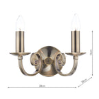 Murray Double Wall Bracket Antique Brass<br>Antique Brass