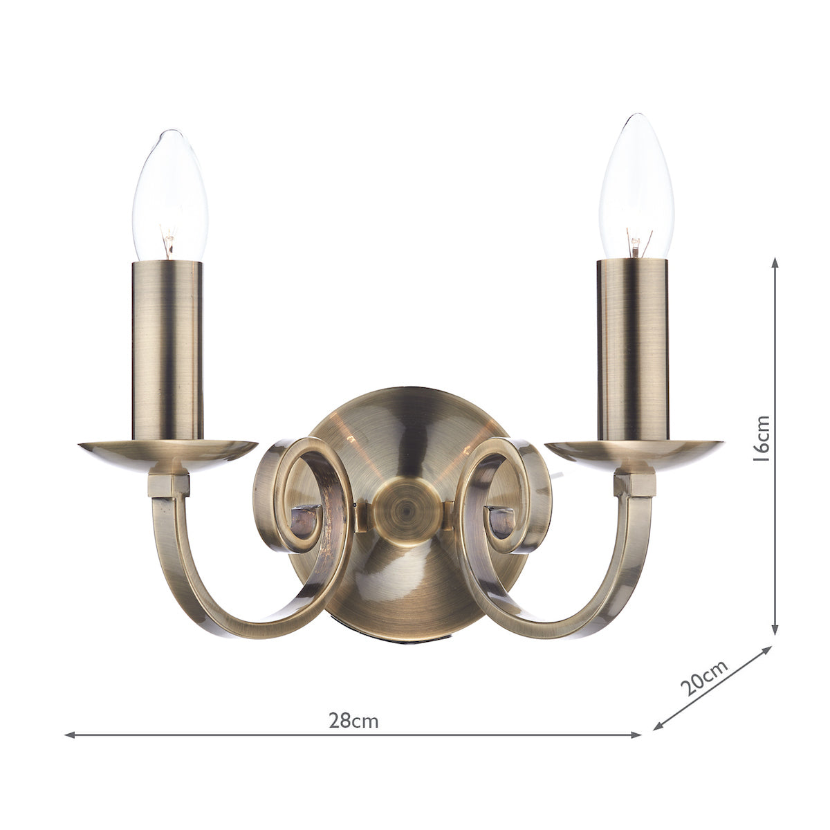 Murray Double Wall Bracket Antique Brass<br>Antique Brass