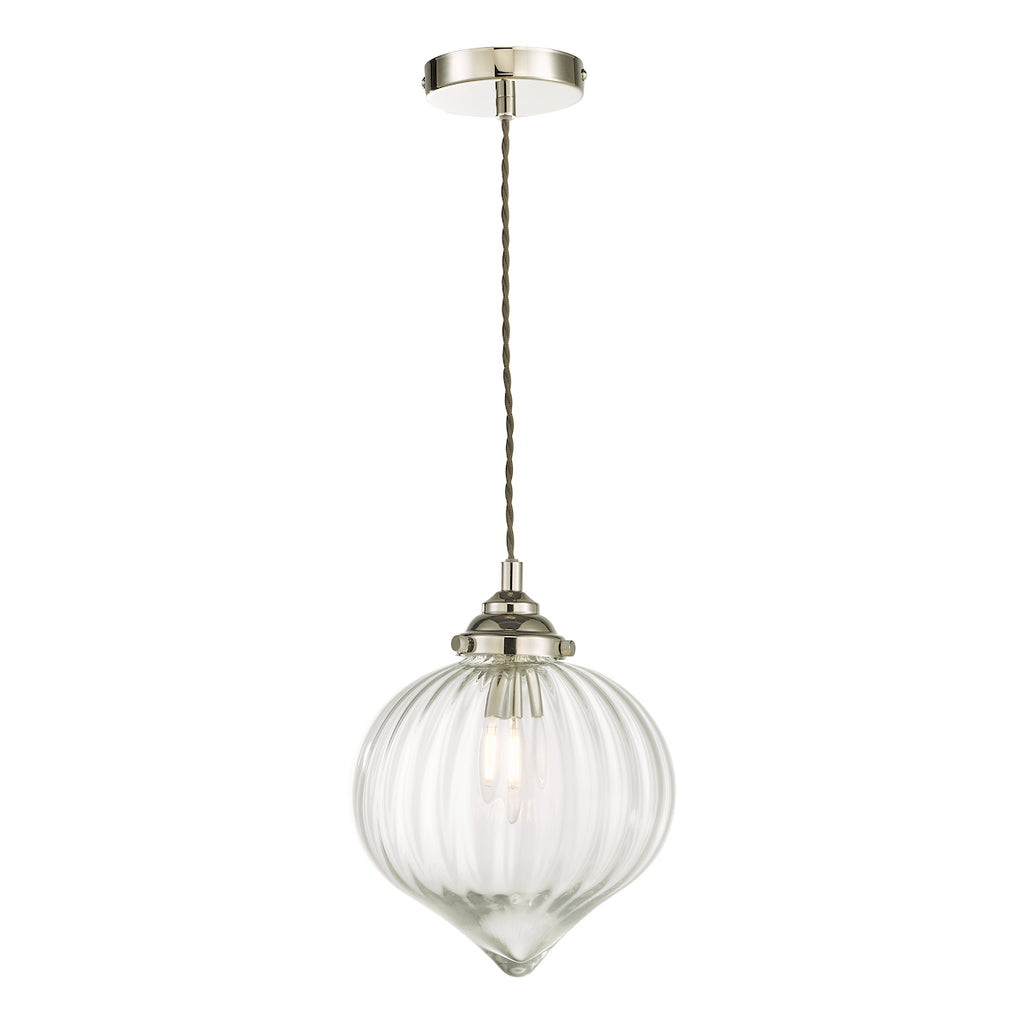 Mya 1 Light Single Pendant Polished Nickel Glass<br>Polished Nickel