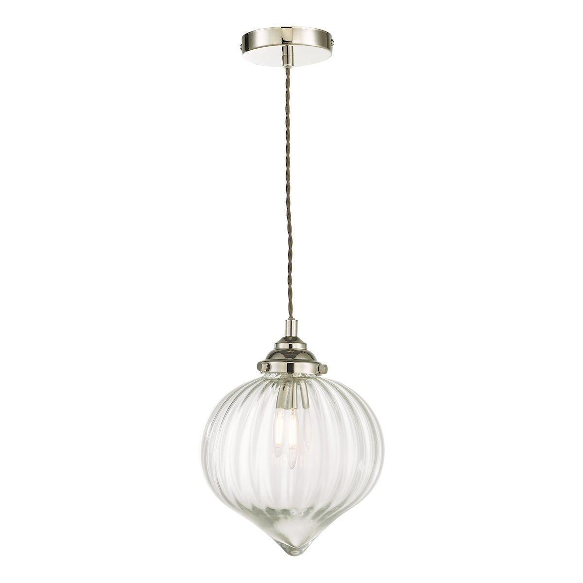 Mya 1 Light Single Pendant Polished Nickel Glass<br>Polished Nickel