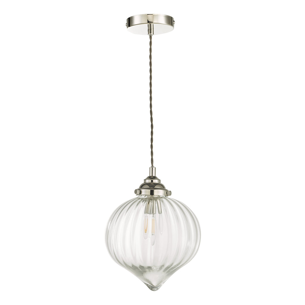 Mya 1 Light Single Pendant Polished Nickel Glass<br>Polished Nickel