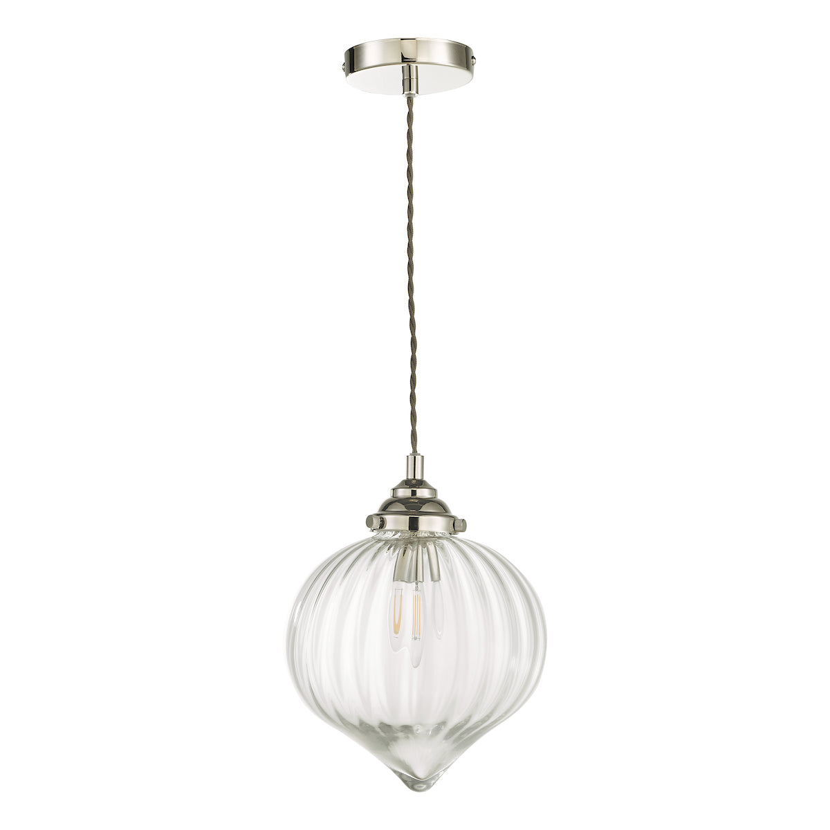Mya 1 Light Single Pendant Polished Nickel Glass<br>Polished Nickel
