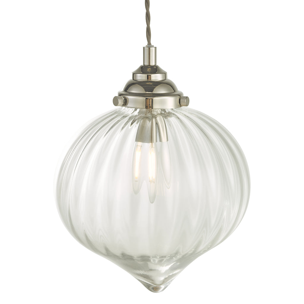 Mya 1 Light Single Pendant Polished Nickel Glass<br>Polished Nickel