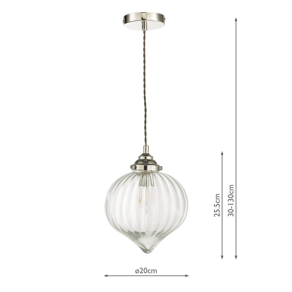 Mya 1 Light Single Pendant Polished Nickel Glass<br>Polished Nickel
