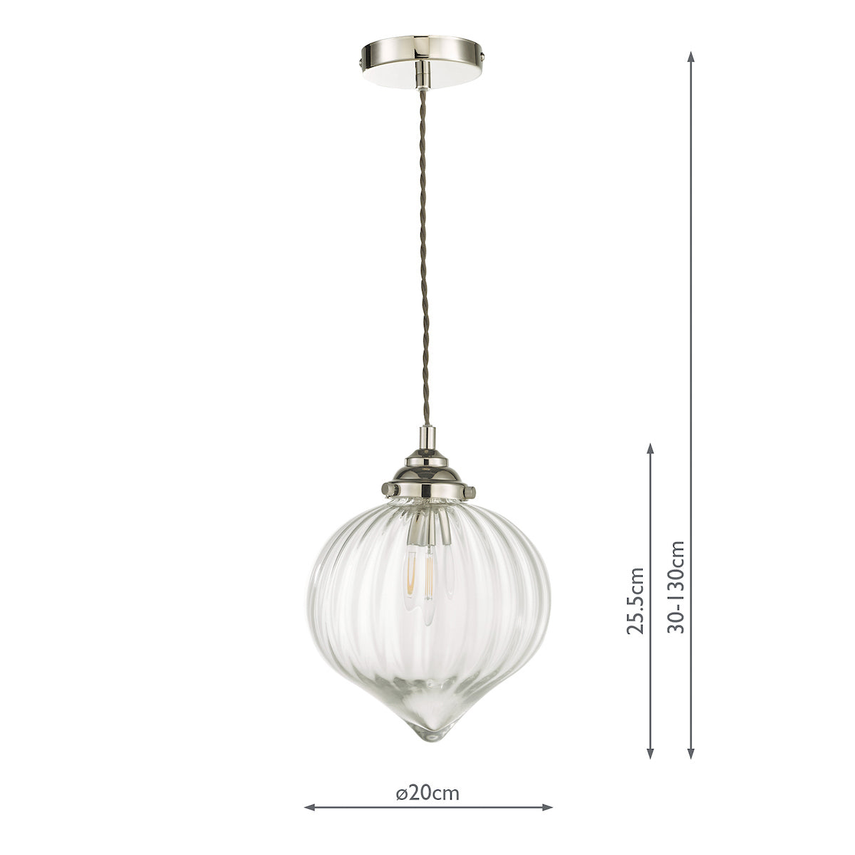 Mya 1 Light Single Pendant Polished Nickel Glass<br>Polished Nickel