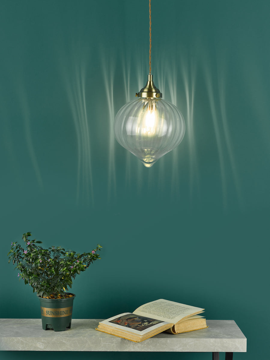 Mya 1 Light Single Pendant Antique Brass Glass<br>Antique Brass