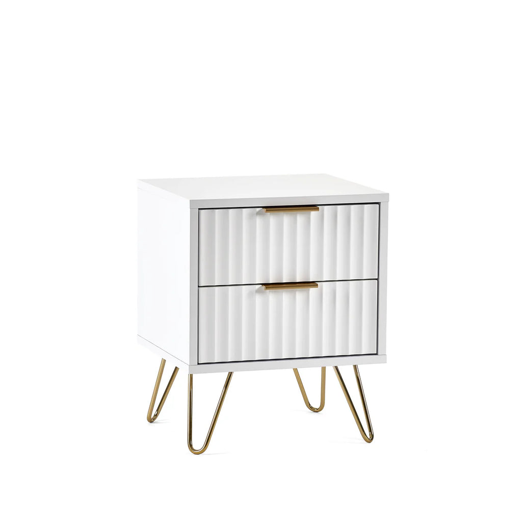 Messina 2 Drawer Bedside Table In White