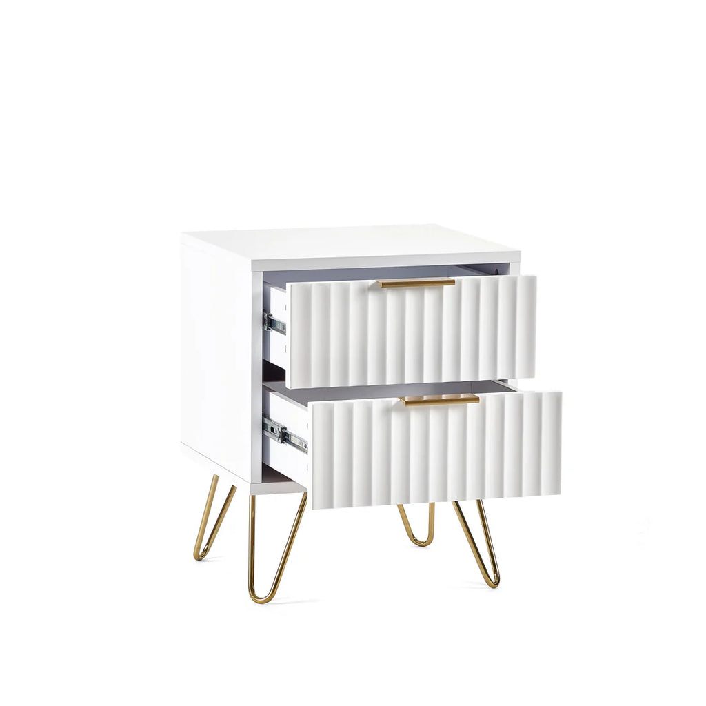Messina 2 Drawer Bedside Table In White