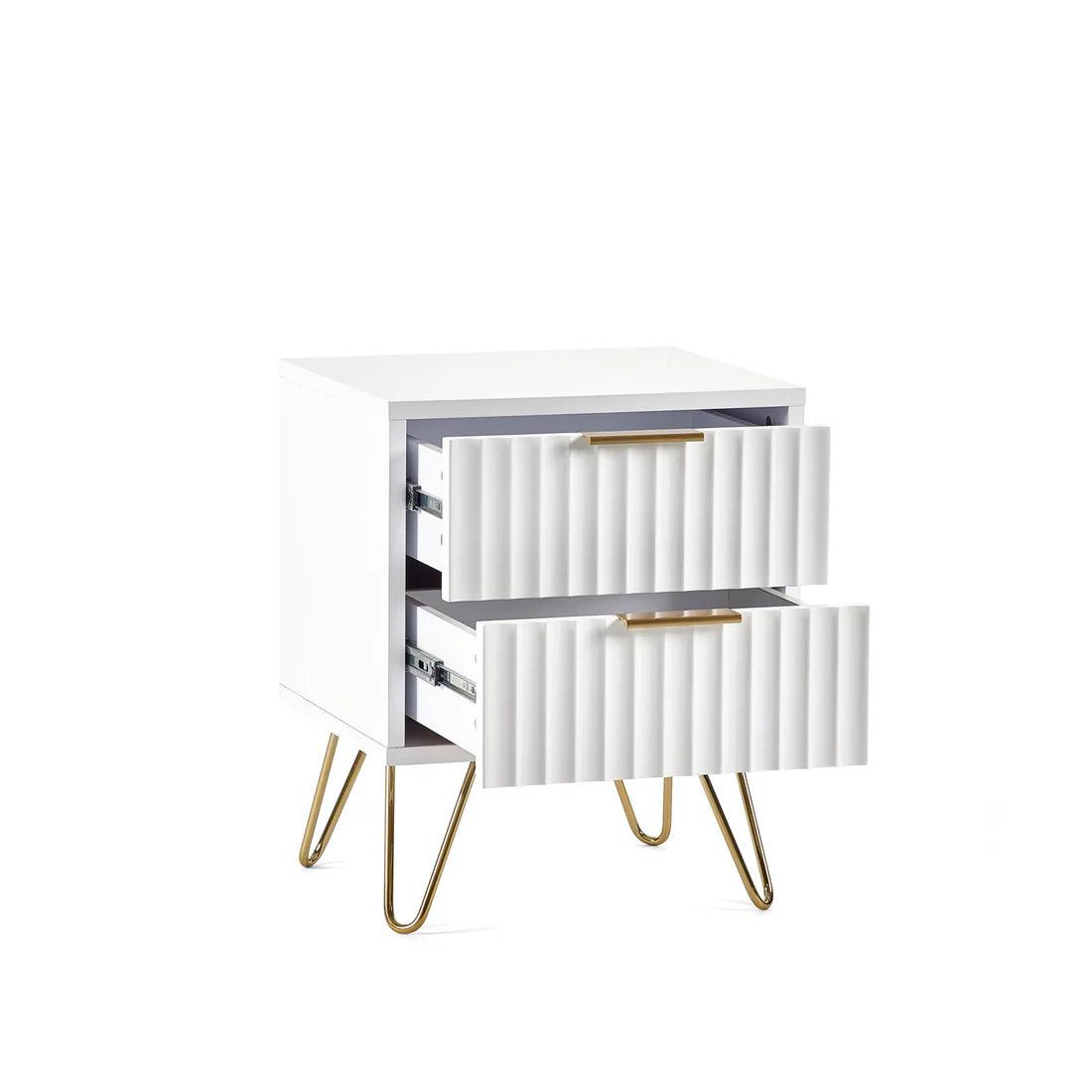 Messina 2 Drawer Bedside Table In White