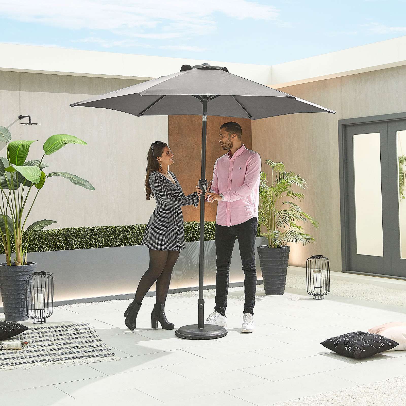 Nova <br> Antigua Aluminium Parasol 2.4m Round Grey