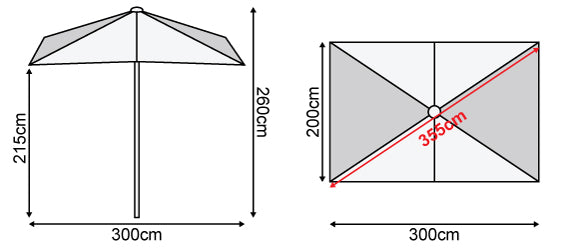 Nova <br> Antigua Aluminium Parasol 3m x 2m Rectangular Beige