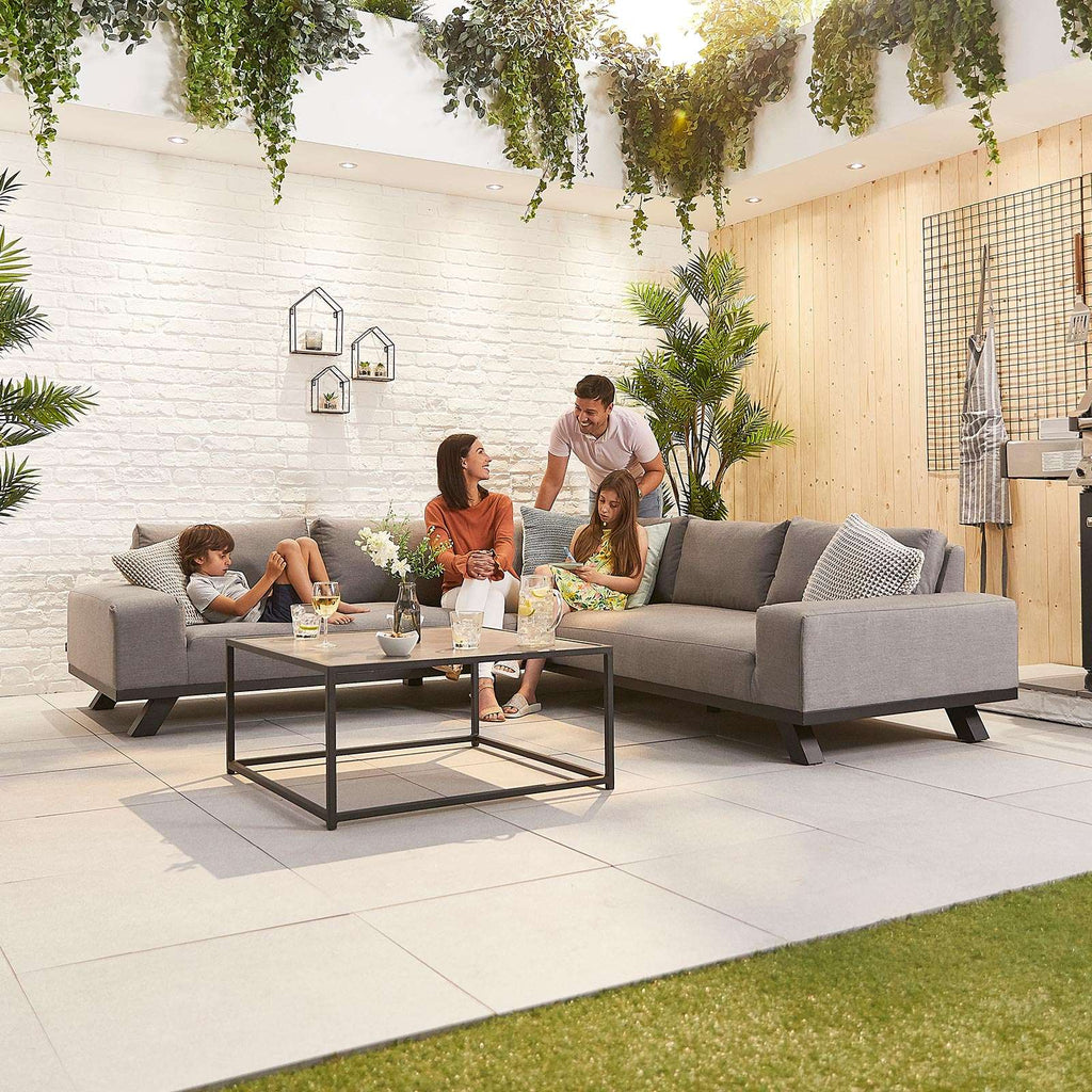 Nova <br> Tranquility Outdoor Fabric Corner Sofa Set with Coffee Table Light Grey