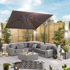 Nova <br> Galaxy LED Cantilever Parasol - 3m Square Grey - Including Base