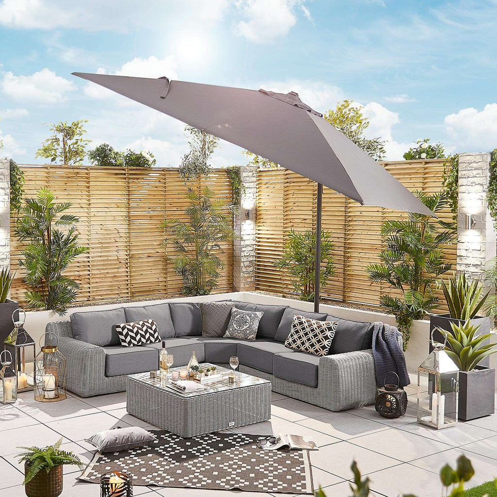 Nova <br> Galaxy LED Cantilever Parasol - 3m Square Grey - Including Base