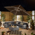 Nova <br> Galaxy LED Cantilever Parasol - 3m Square Grey - Including Base