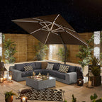 Nova <br> Galaxy LED Cantilever Parasol - 3m Square Grey - Including Base