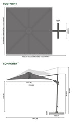 Nova <br> Galaxy LED Cantilever Parasol - 3m Square Grey - Including Base
