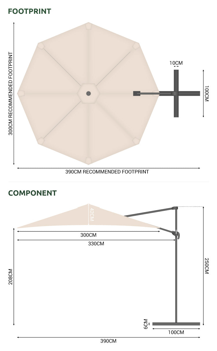 Nova <br> Apollo Cantilever Parasol 3m Round Beige