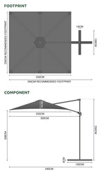 Nova <br> Apollo Cantilever Parasol 2.5m Square Grey
