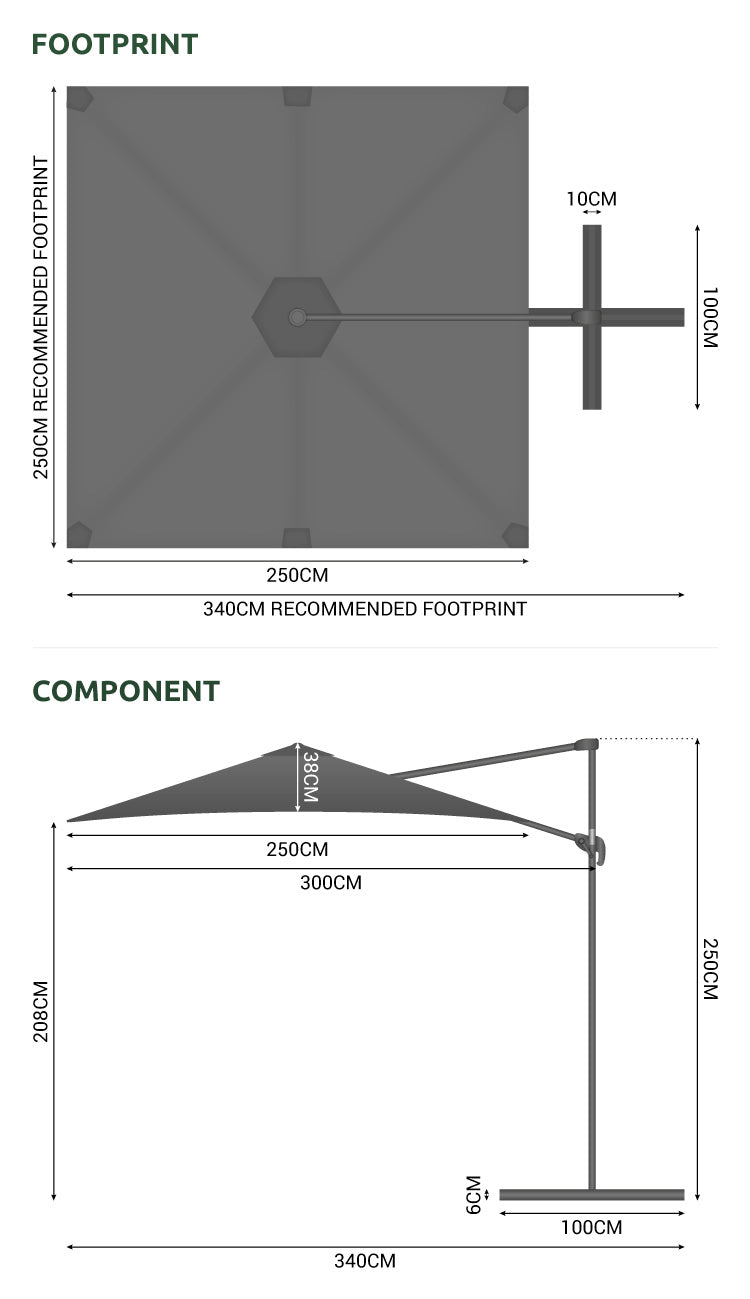 Nova <br> Apollo Cantilever Parasol 2.5m Square Grey