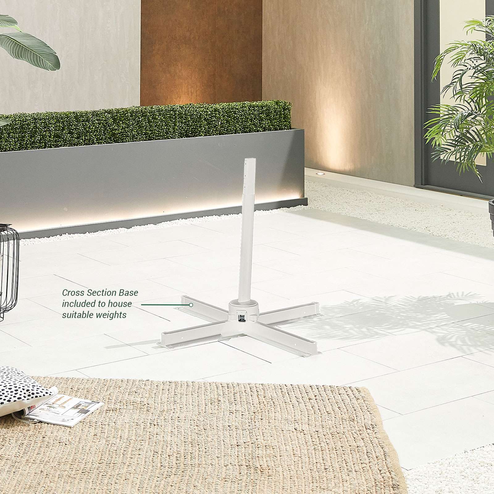 Nova <br> White Genesis Cantilever Parasol 3m x 2.5m Rectangular Grey