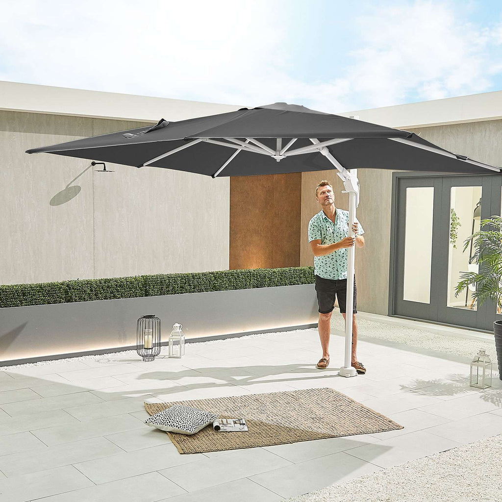 Nova <br> White Genesis Cantilever Parasol 3m x 2.5m Rectangular Grey