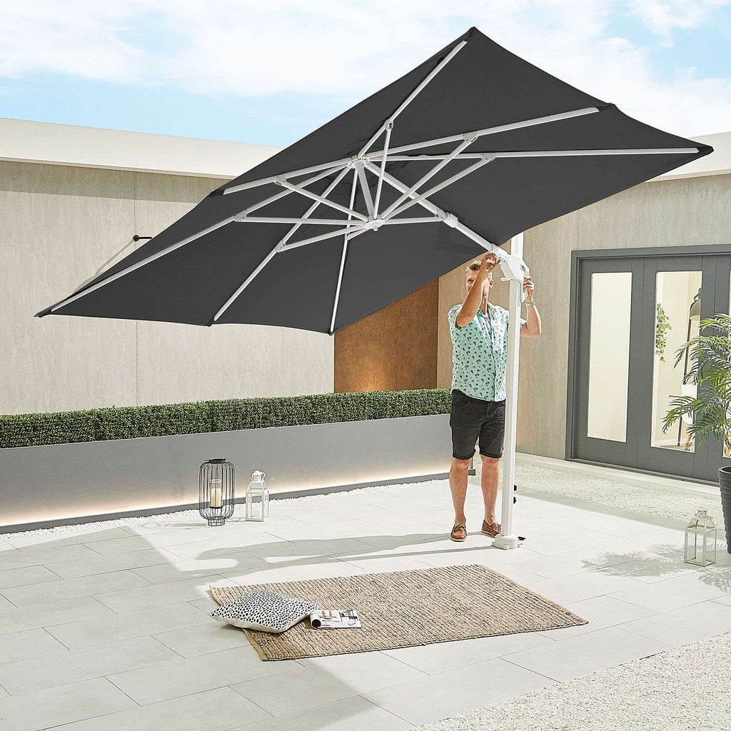 Nova <br> White Genesis Cantilever Parasol 3m x 2.5m Rectangular Grey