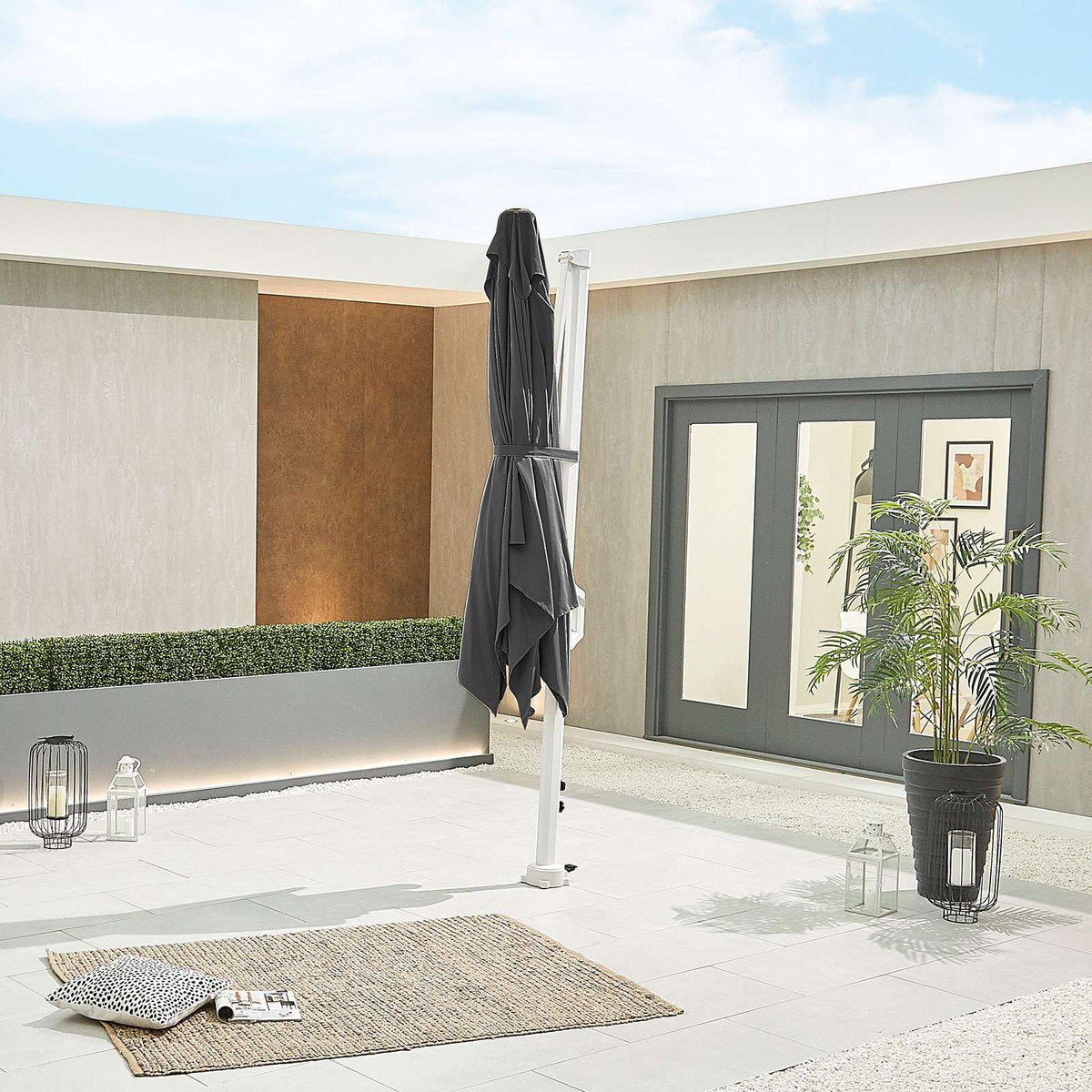 Nova <br> White Genesis Cantilever Parasol 3m x 2.5m Rectangular Grey