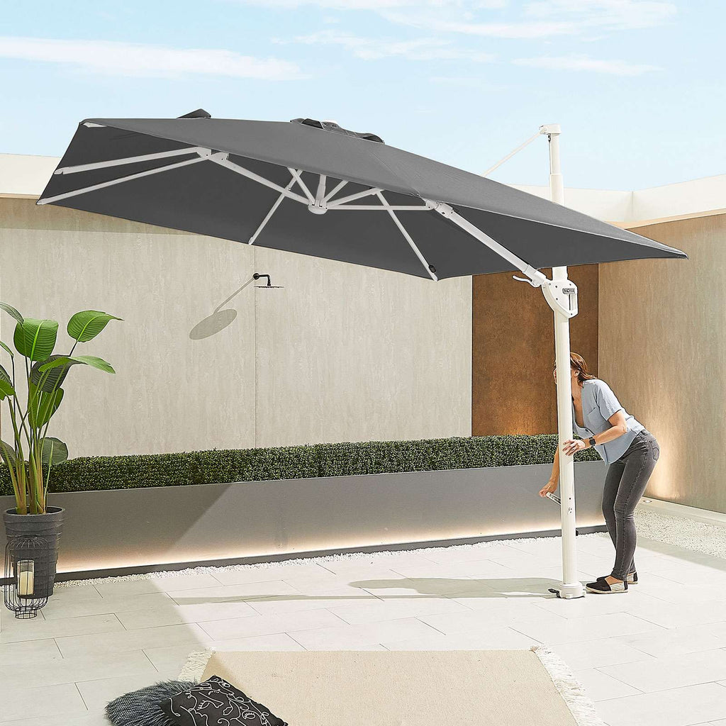 Nova <br> White Frame Galaxy LED Cantilever Parasol 3m Square Grey