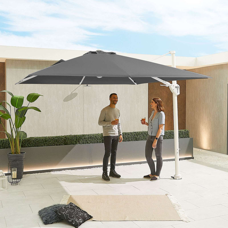 Nova <br> White Frame Galaxy LED Cantilever Parasol 3m Square Grey