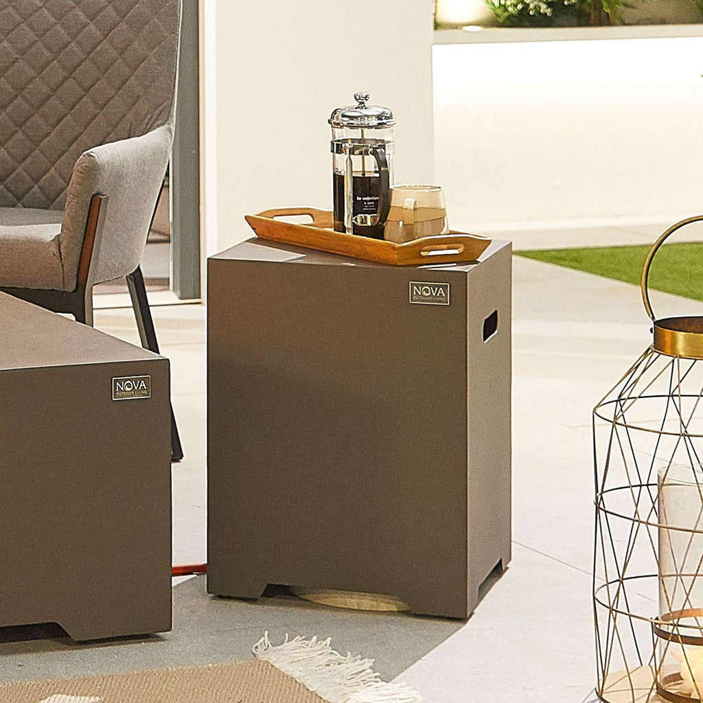 Nova <br> Square Aluminium Gas Tank Holder with Cover Coffee